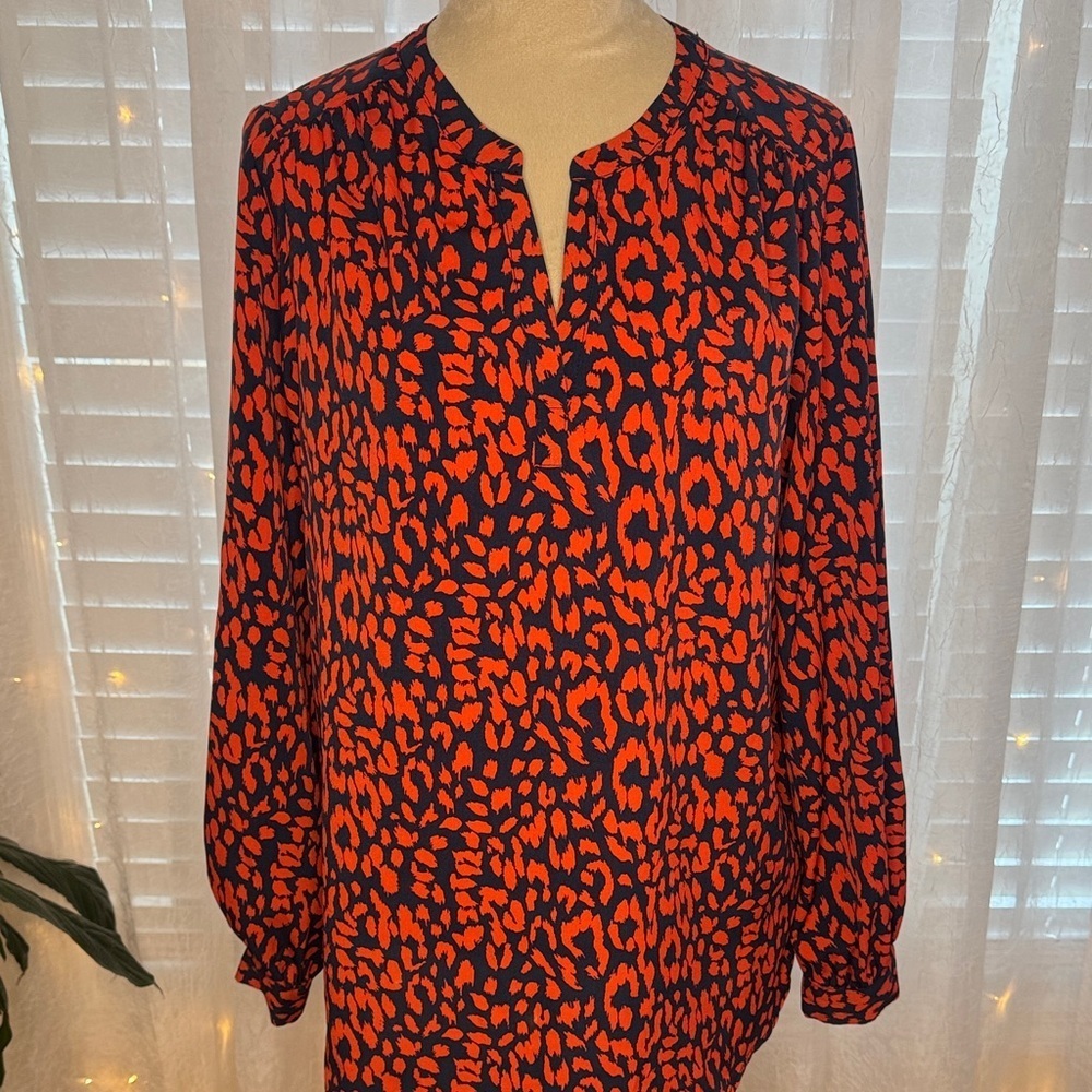 Dalia Collection Vibrant Red and Blue Blouse